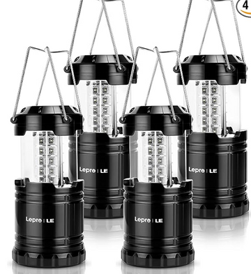 Lepro LED Camping Lanterns Battery Powered, Collapsible, IPX4 Water Resistant, Outdoor Portable Lights for Emergency, Hurricane, Storms and Outages